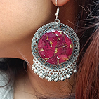 Real Rose Petal Rosette Dangle Jhumka