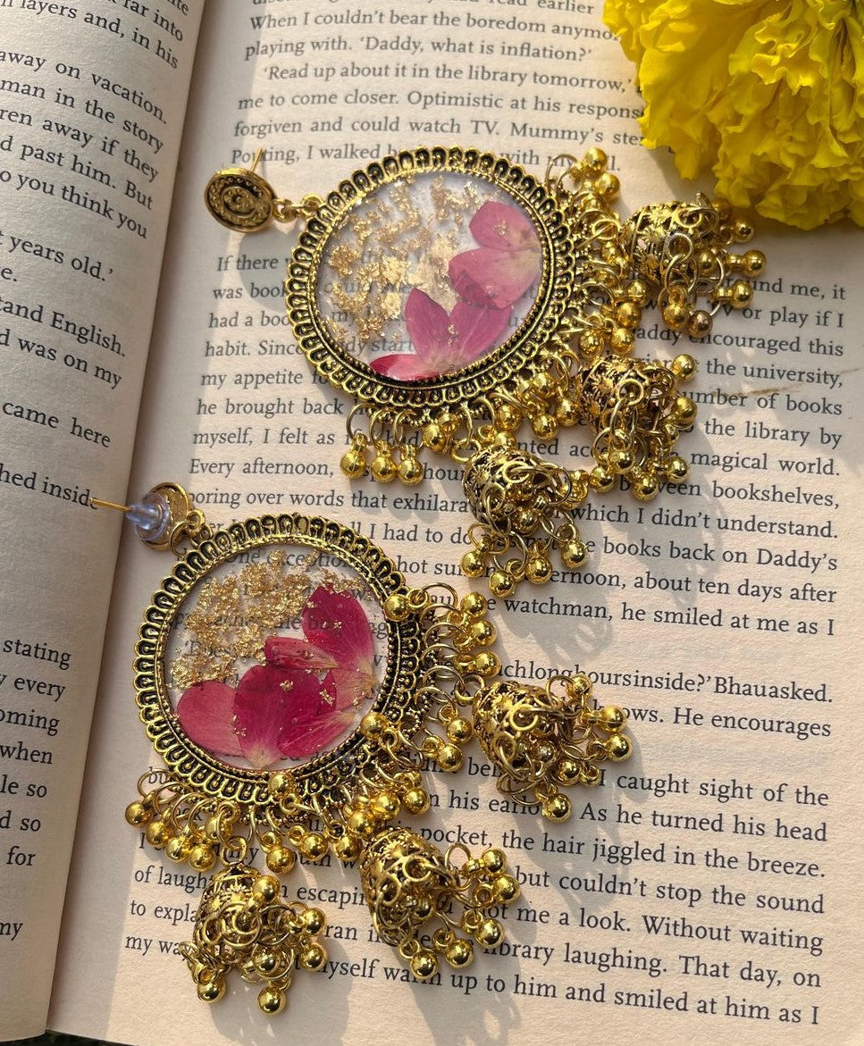 Preserved Rose Petal Heritage Jhumka
