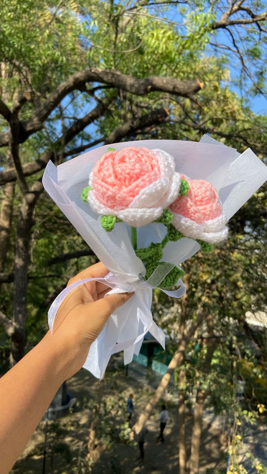 Handmade Crochet Double-Shaded Rose Bouquet