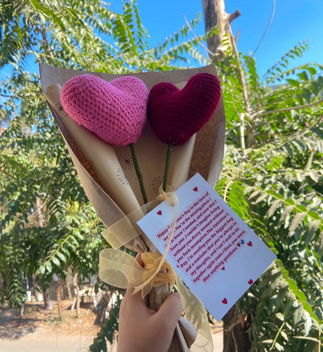 Crochet Heart Bouquet