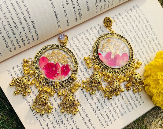 Preserved Rose Petal Heritage Jhumka